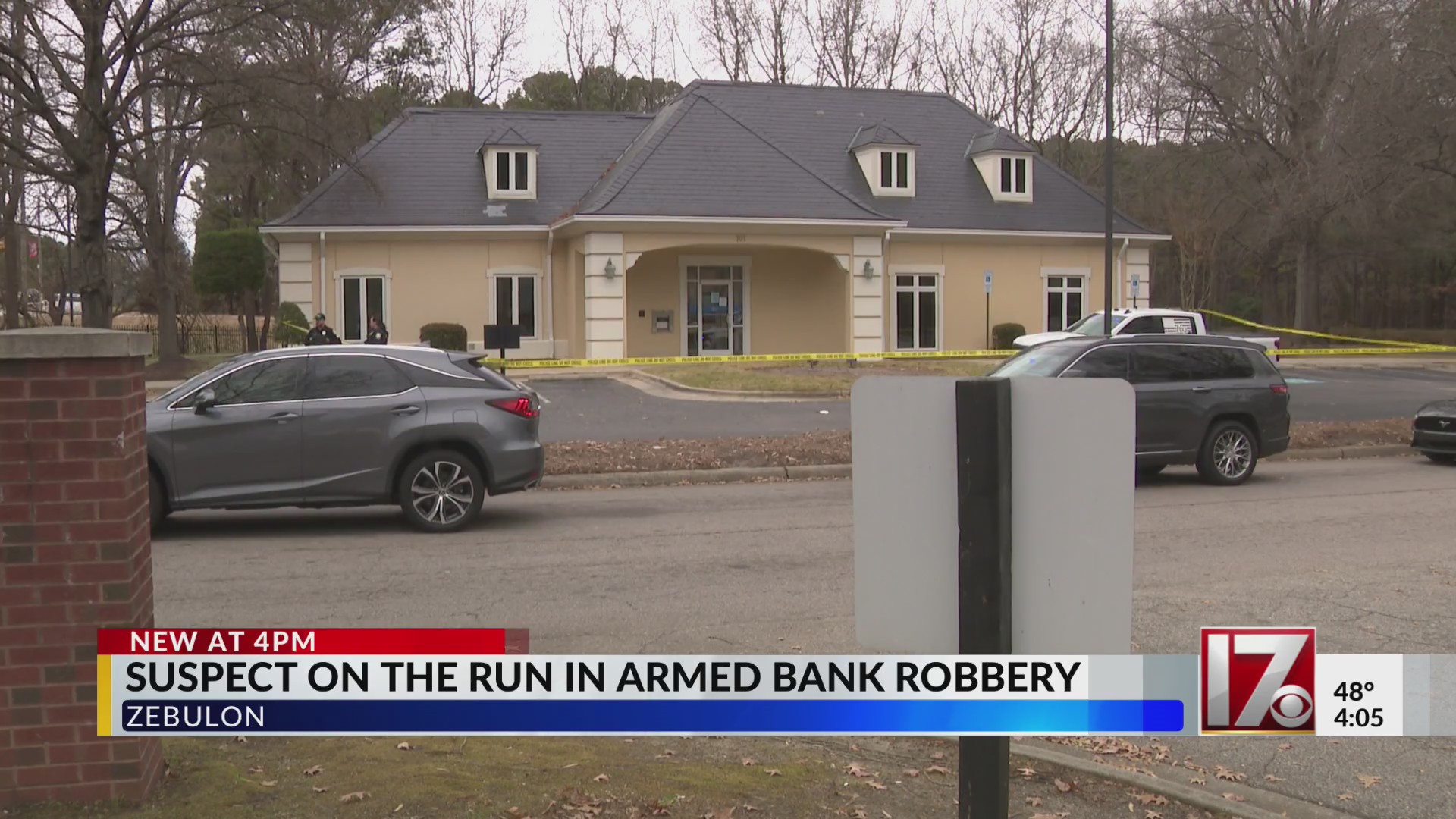 Suspect on the run after Zebulon armed bank robbery – CBS17.com