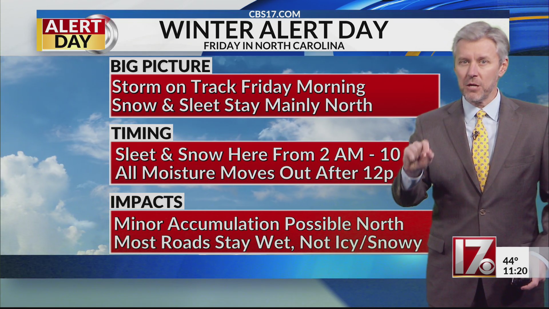 Winter Alert Day Friday morning in central NC – CBS17.com