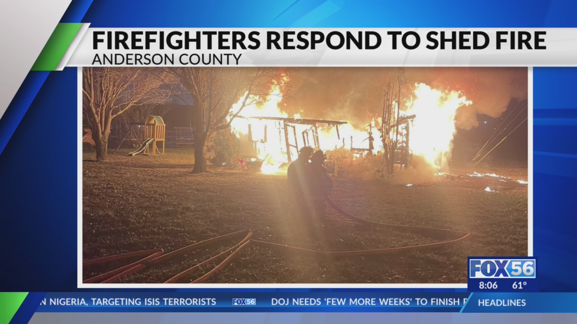 Anderson County crews battle Lawrenceburg shed fire – FOX 56 News