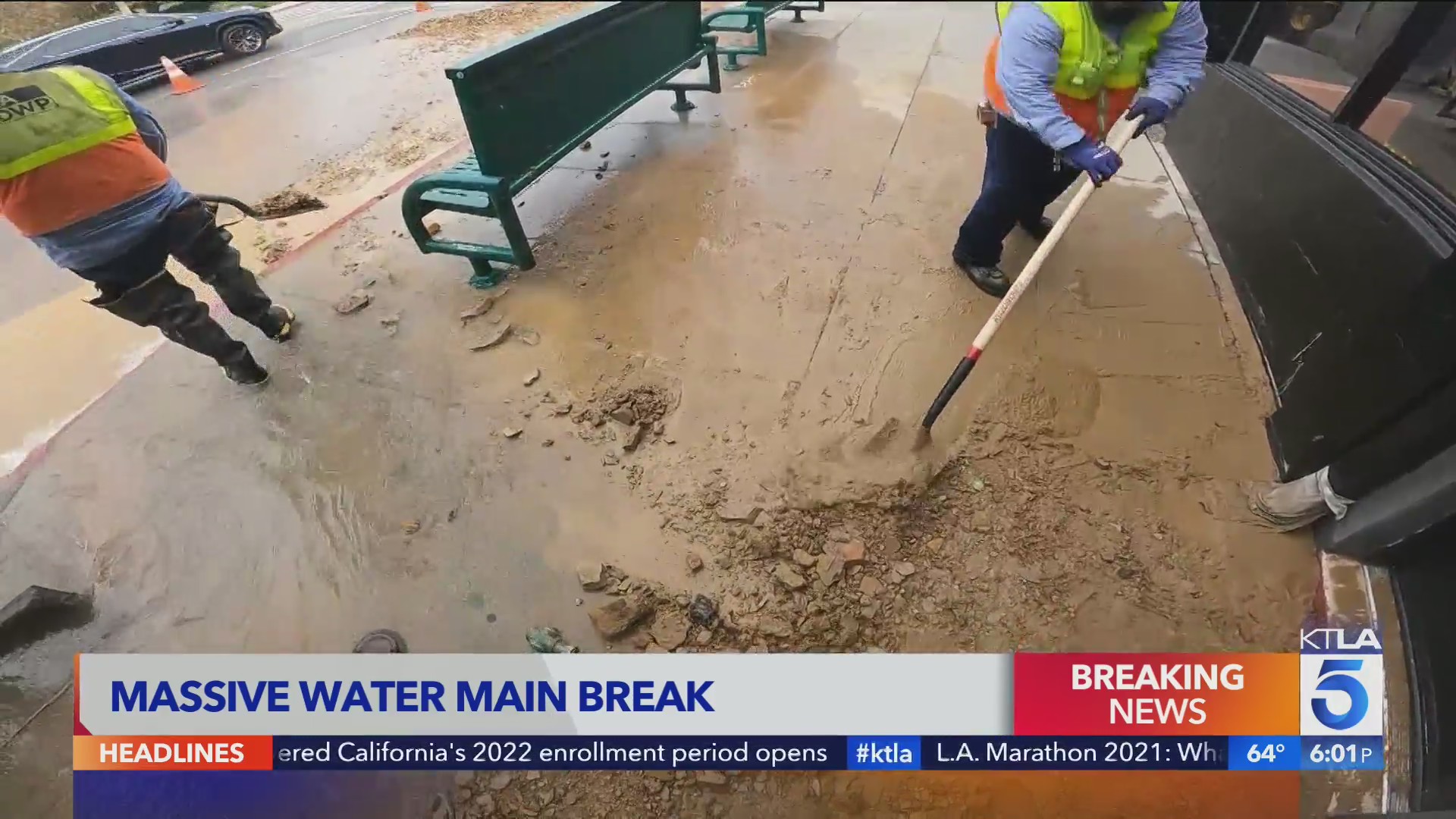 Clean-up underway after Hollywood Hills water main break – KTLA