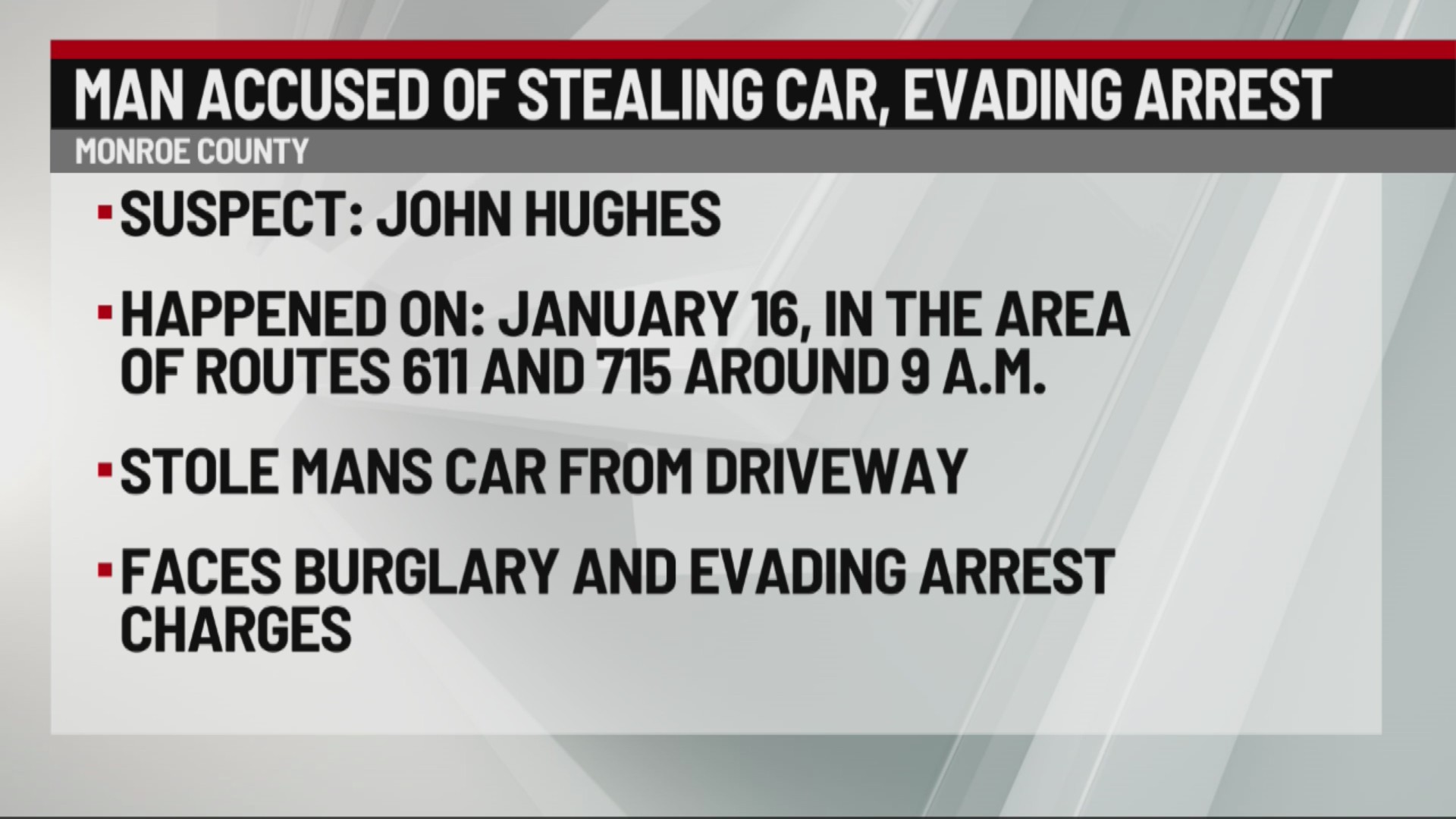 Man accused of stealing car from driveway, evading arrest | 28/22 News ...