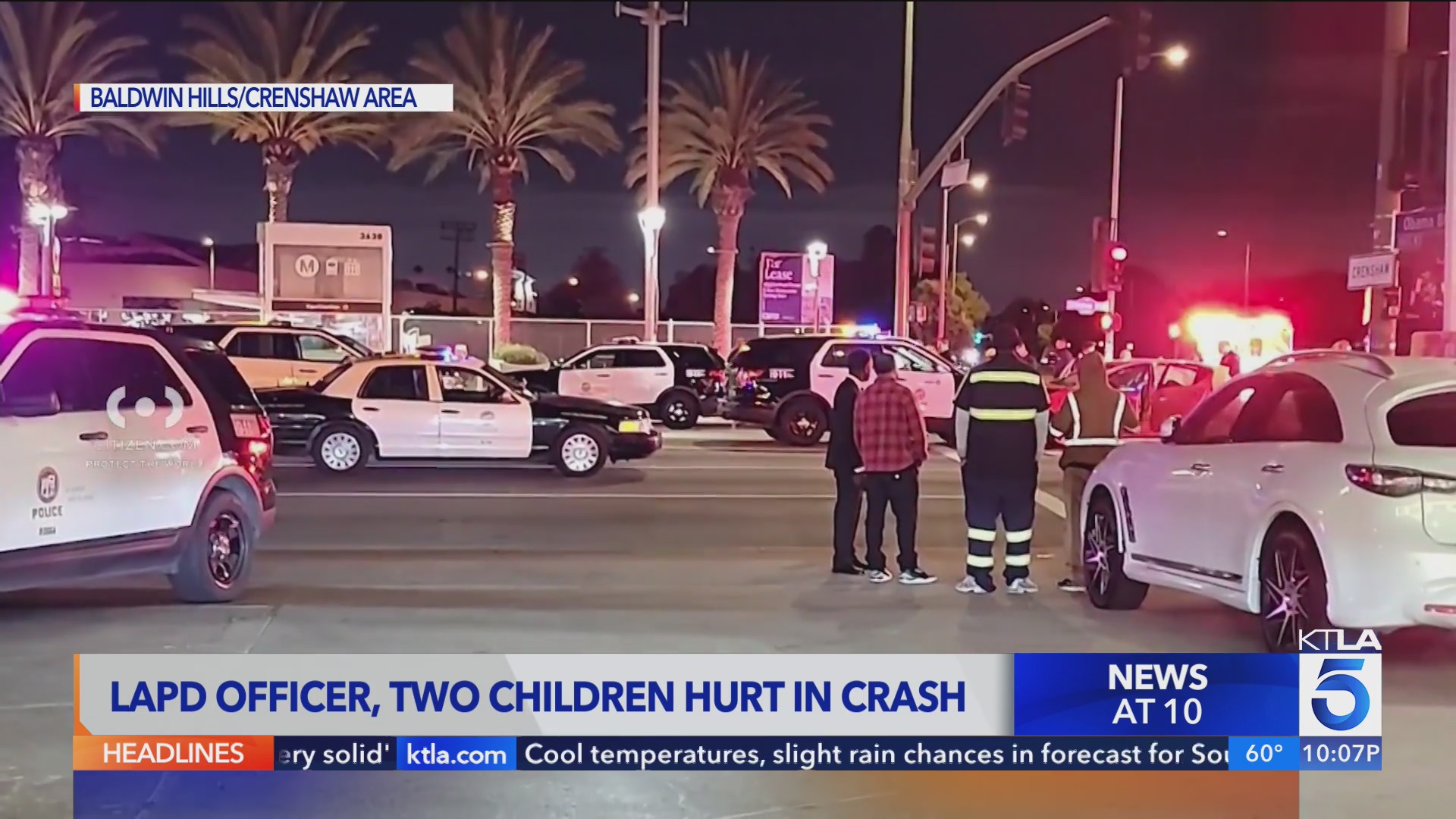 LAPD officer, two children hurt in head-on crash – KTLA