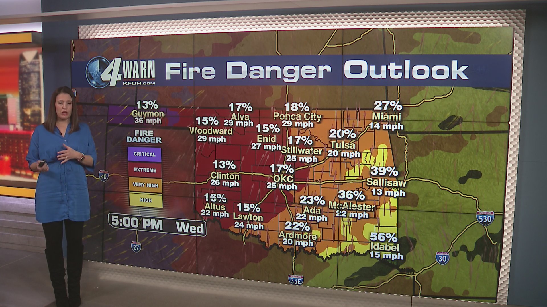 Watch for extreme fire danger this week. Emily Sutton has the latest ...