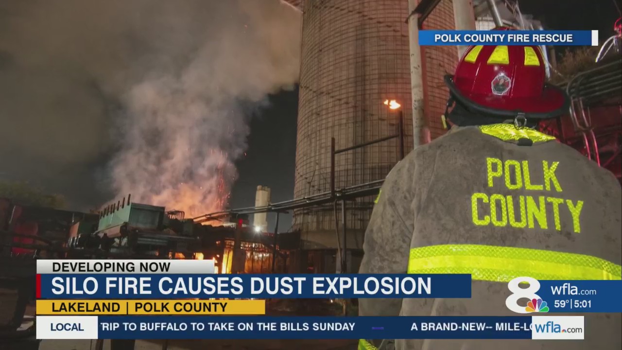 Large silo fire sparks dust explosion in Lakeland industrial area – WFLA