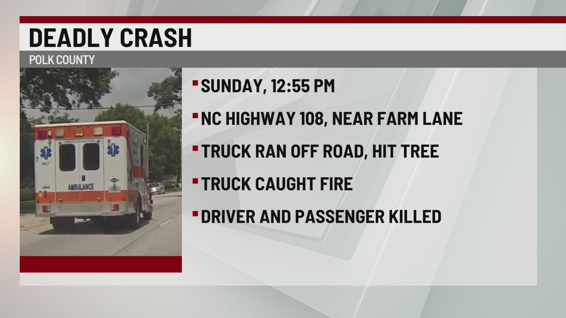 Two killed in Polk County wreck – WSPA 7NEWS