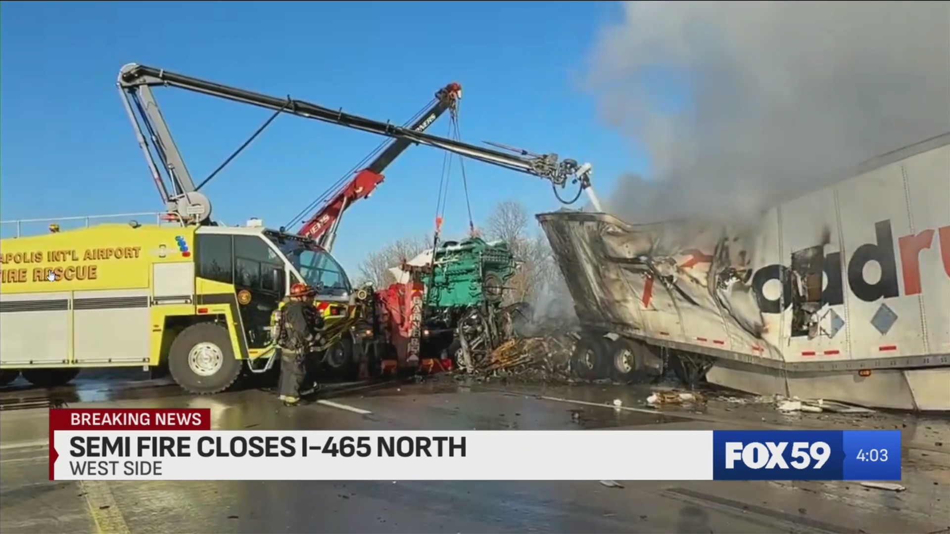Semi fire closes I-465 NB on west side – Fox 59