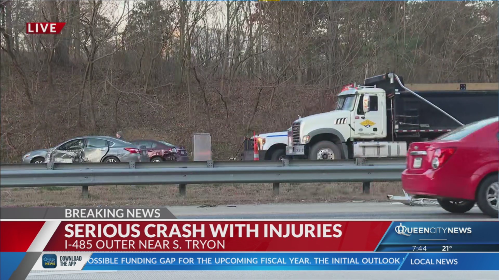 1 seriously hurt, multiple lanes closed after I-485 crash – Queen City News
