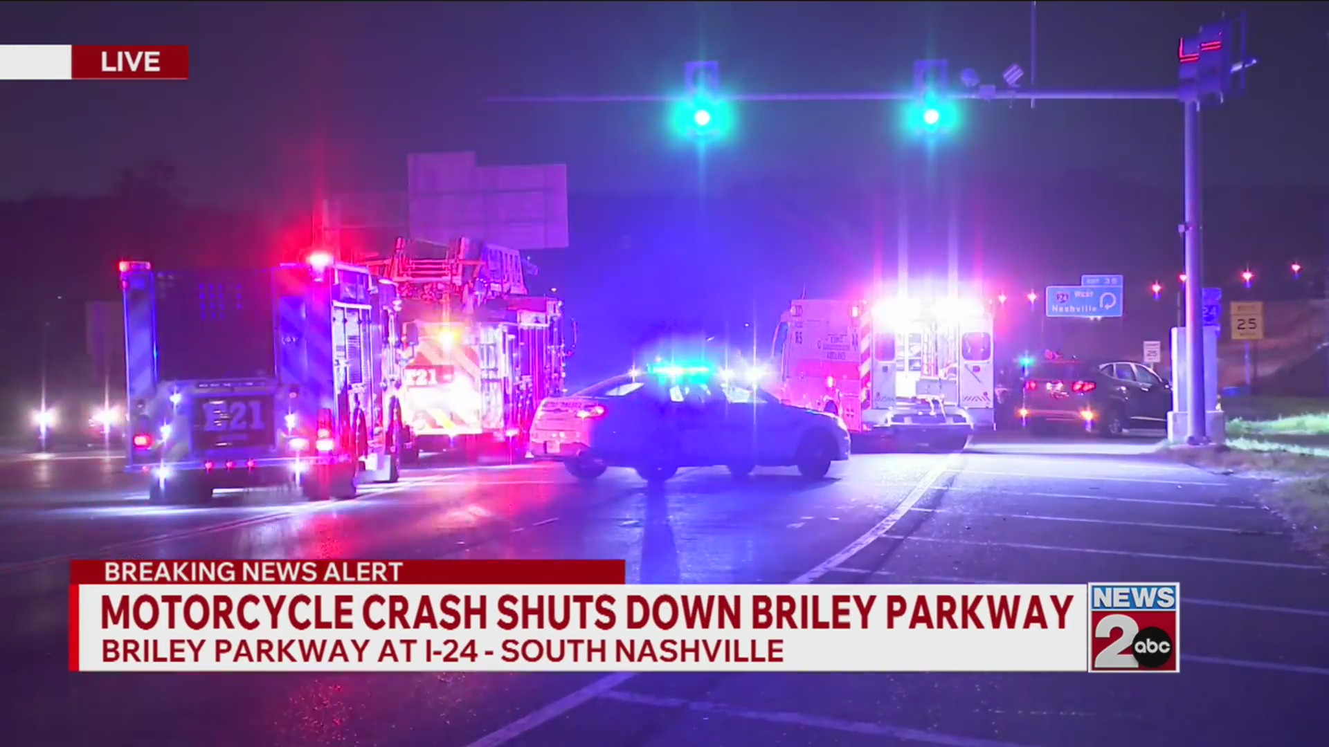 Motorcycle crash shuts down Briley Parkway in South Nashville – WKRN News 2