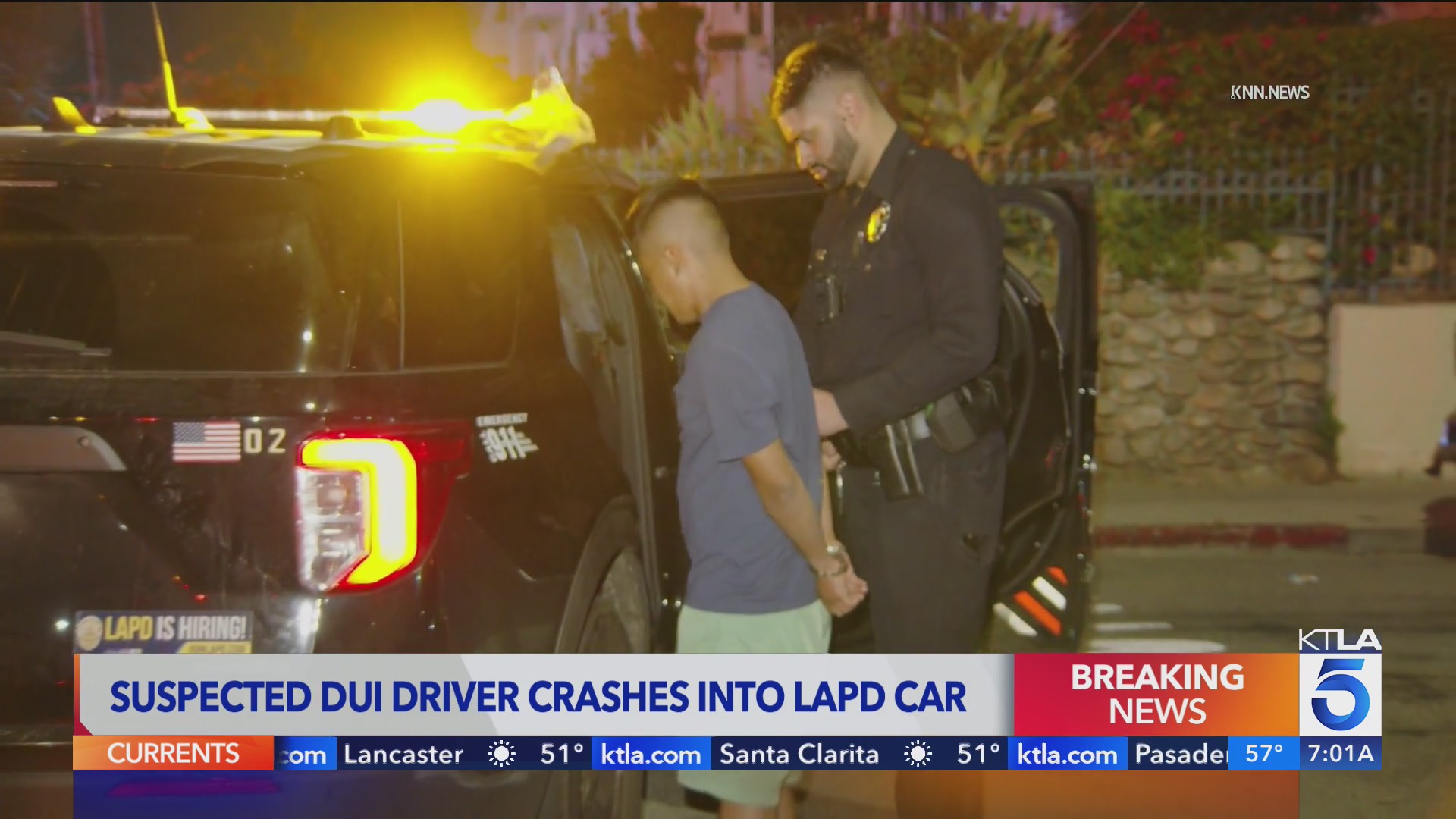 Person arrested for suspicion of DUI after crashing into LAPD squad car ...