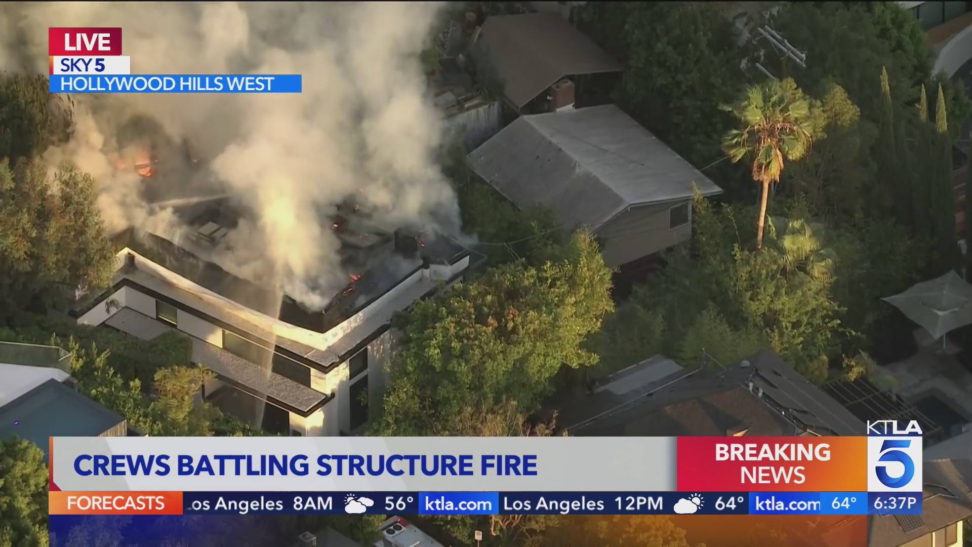 Crews battling large house fire in Hollywood Hills – KTLA