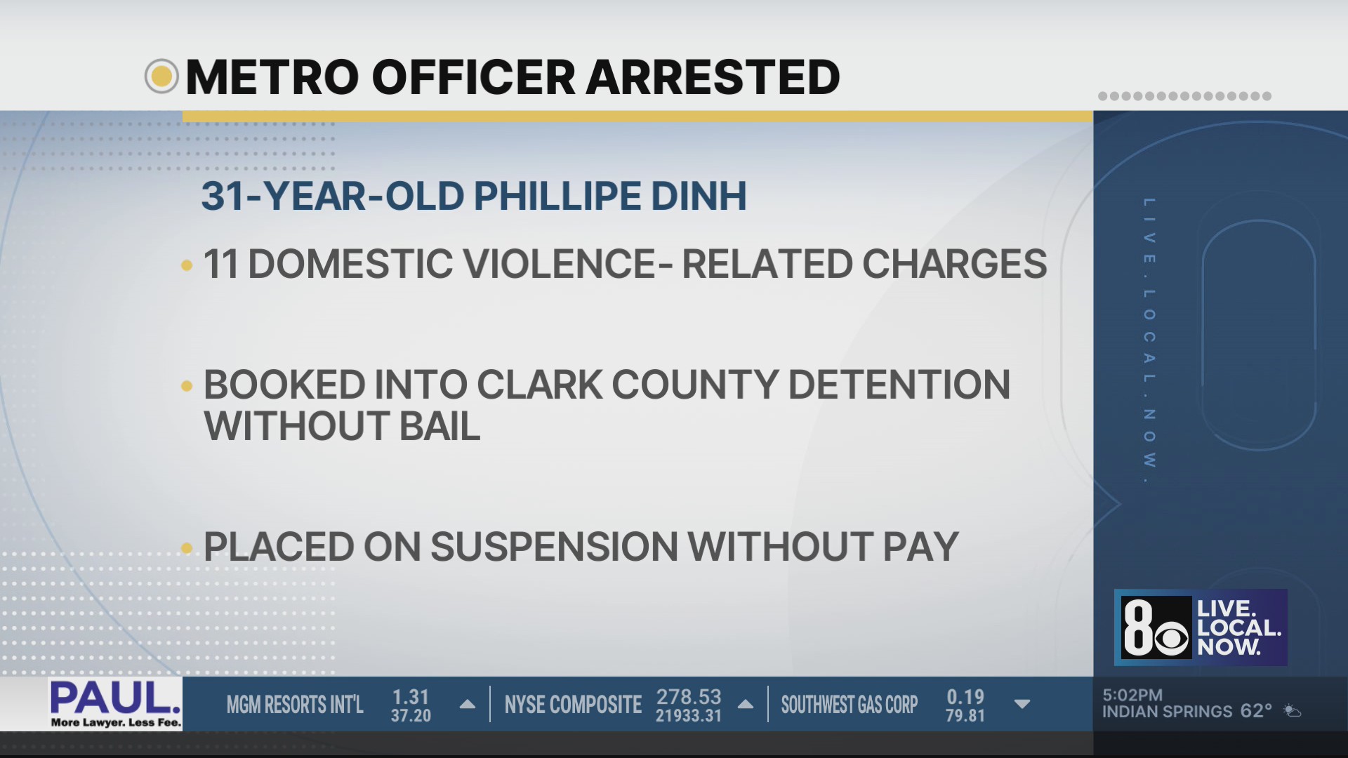 Las Vegas police officer arrested on kidnapping, domestic violence ...