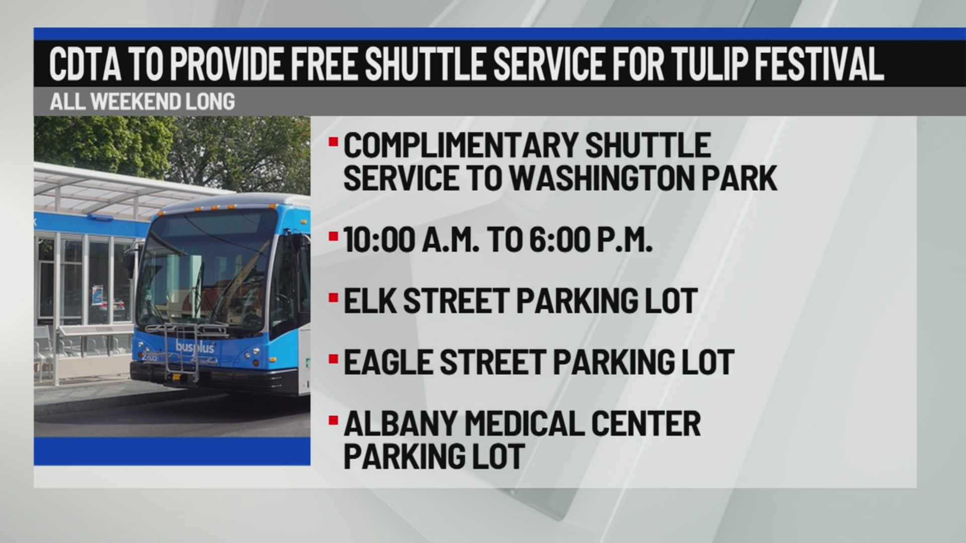 CDTA offering free shuttles for annual Tulip Festival – NEWS10 ABC