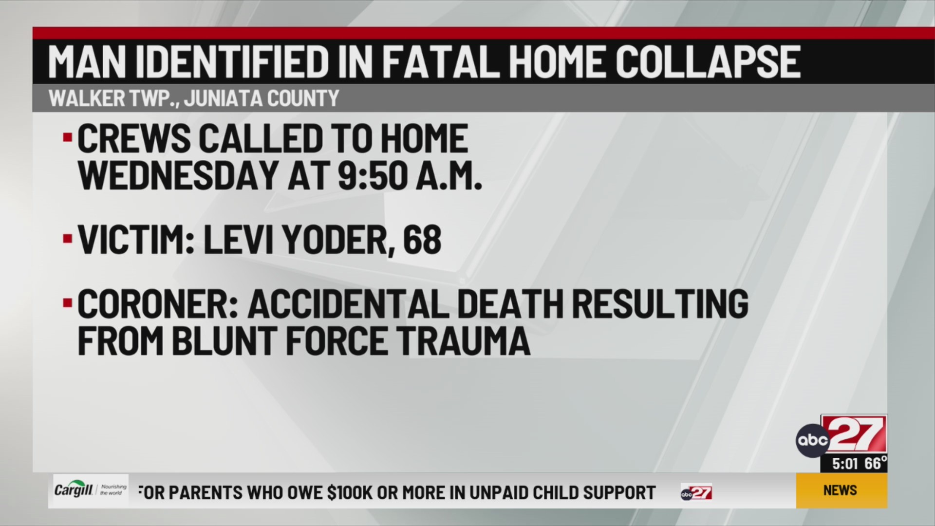 Victim identified after fatal Juniata County mobile home collapse – ABC27