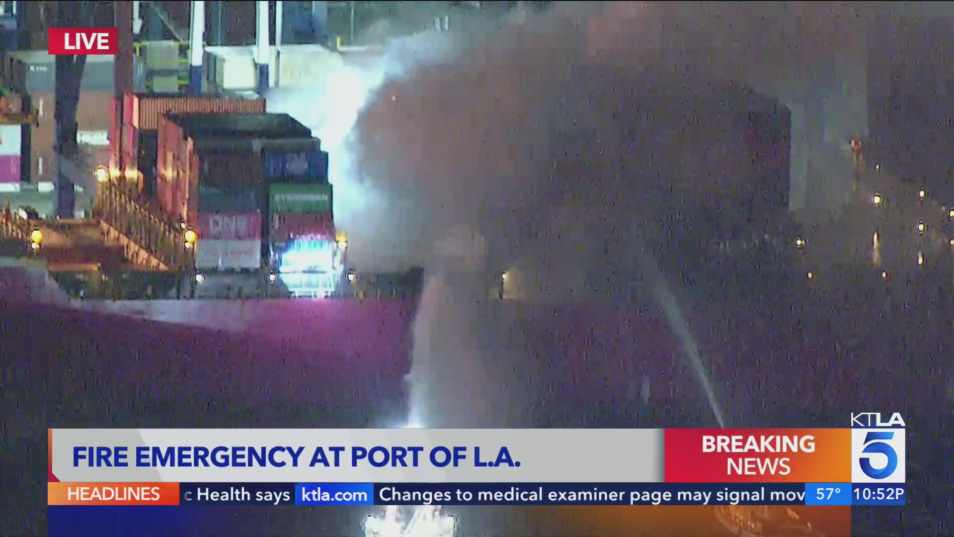 LAFD continues efforts to contain fire on container ship in San Pedro ...