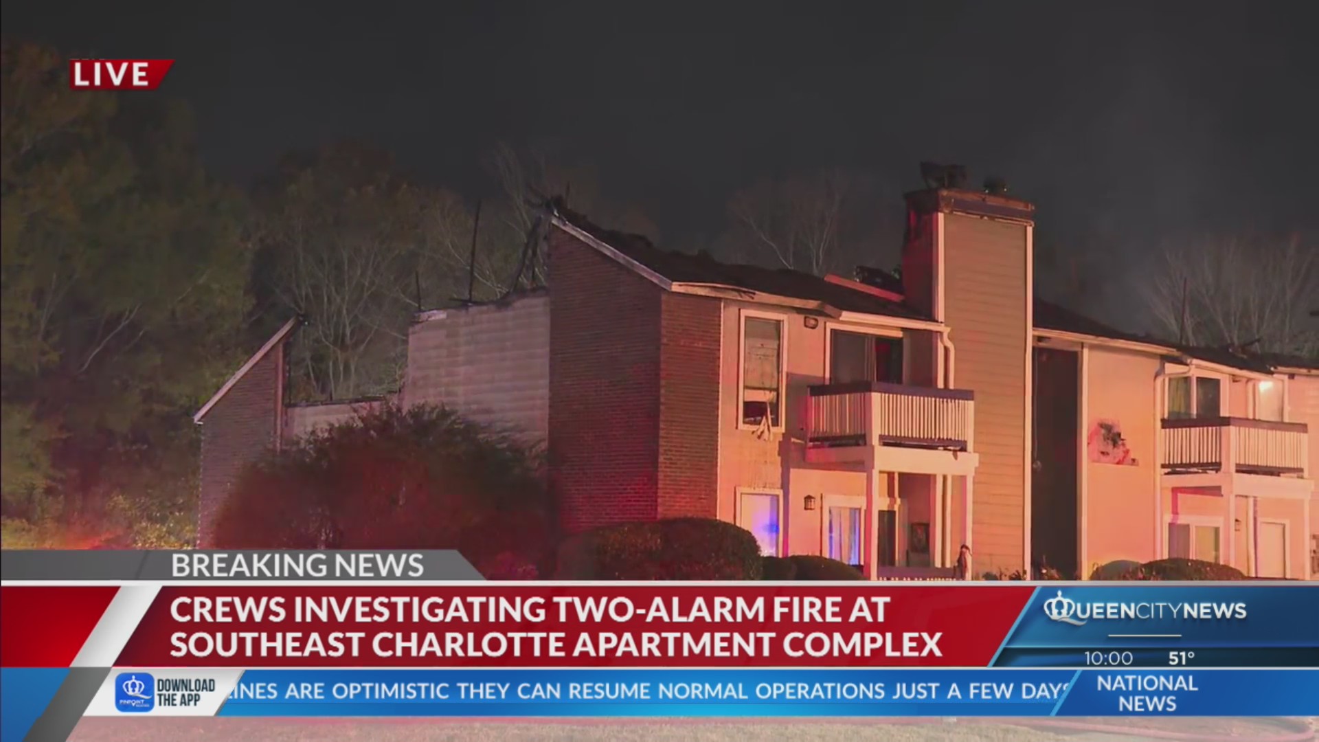2-alarm fire destroys Charlotte apartment building – Queen City News