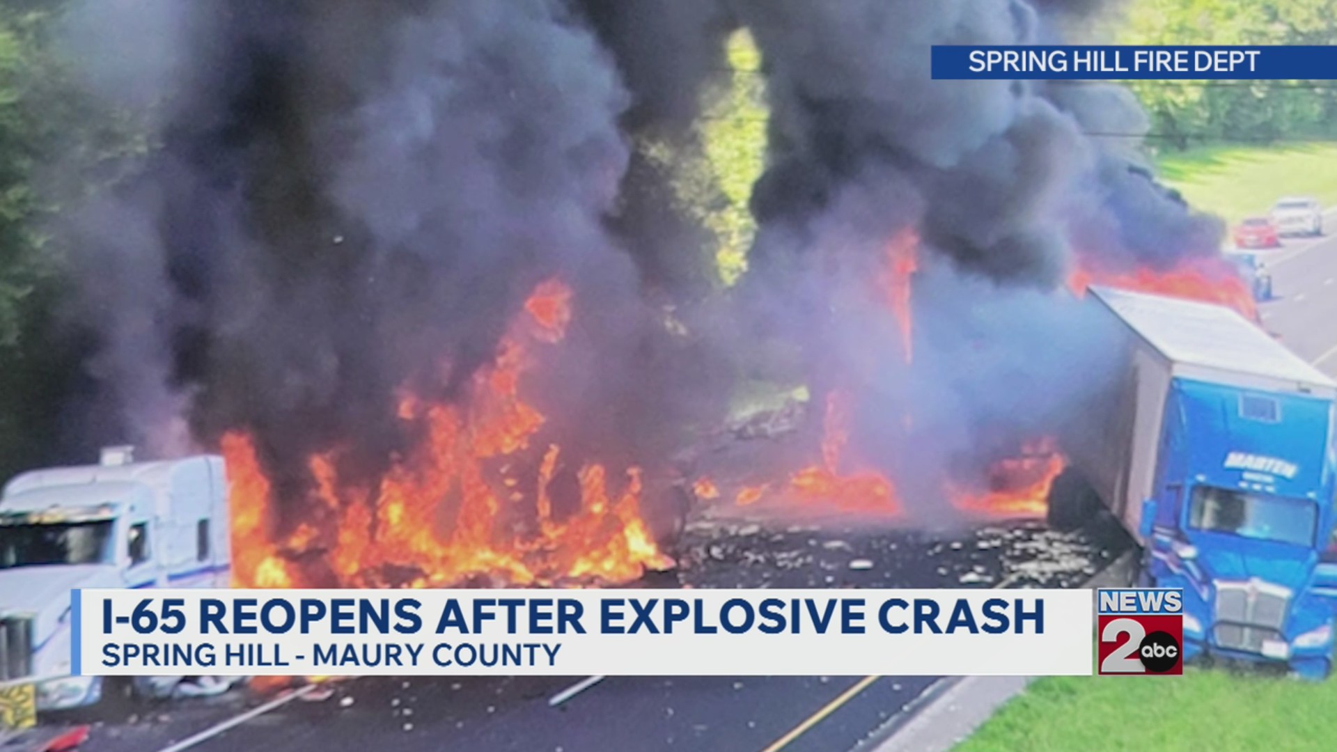 I-65 reopens after explosive crash – WKRN News 2
