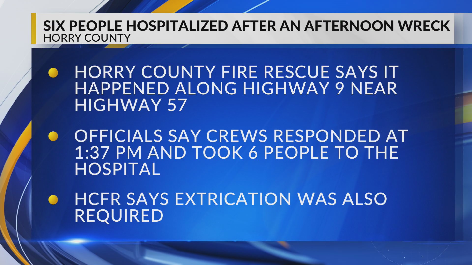 6 hurt in Little River-area crash, Horry County Fire Rescue says – WBTW