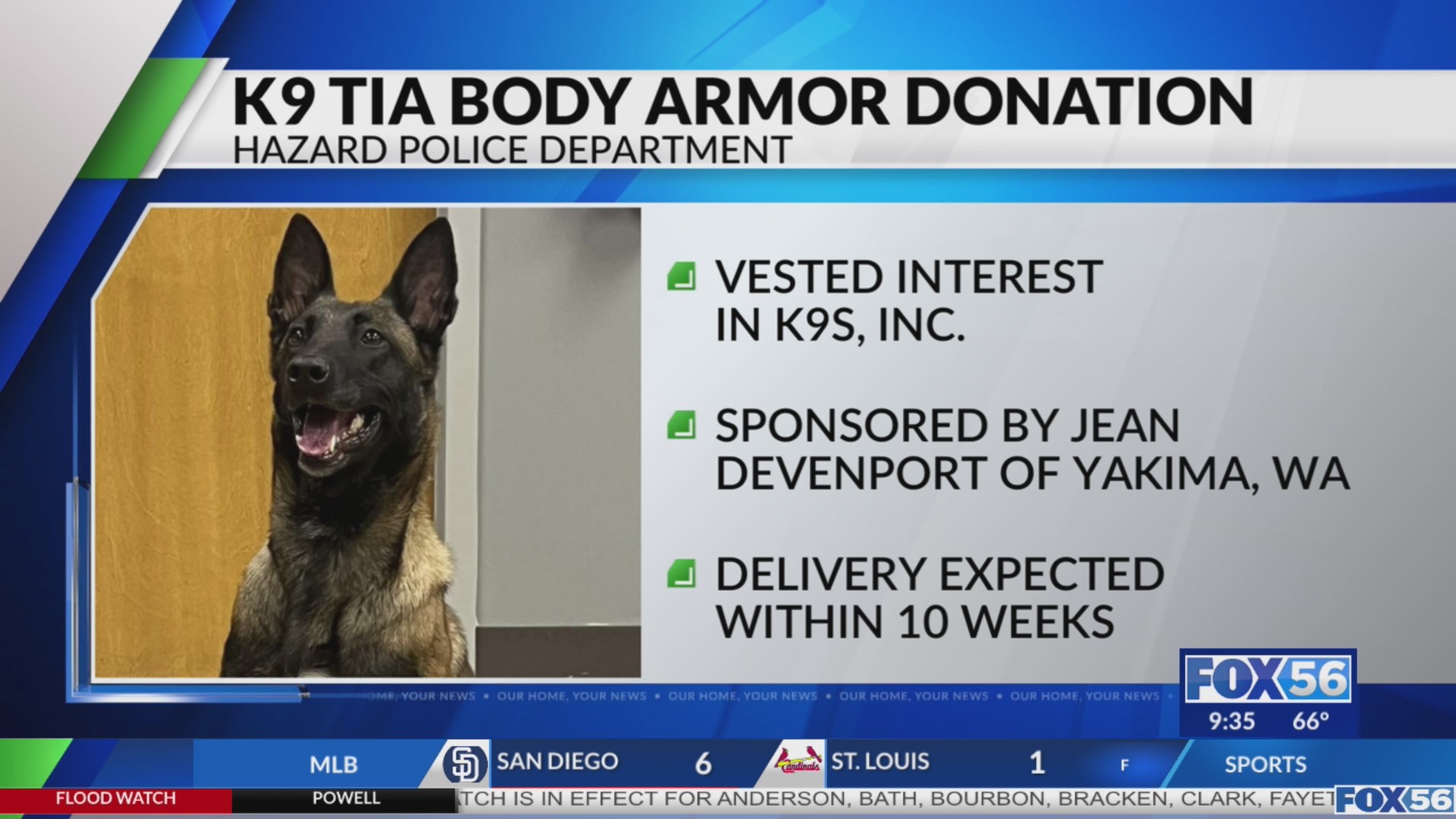 Hazard police K9 to receive bullet-, stab-resistant vest – FOX 56 News