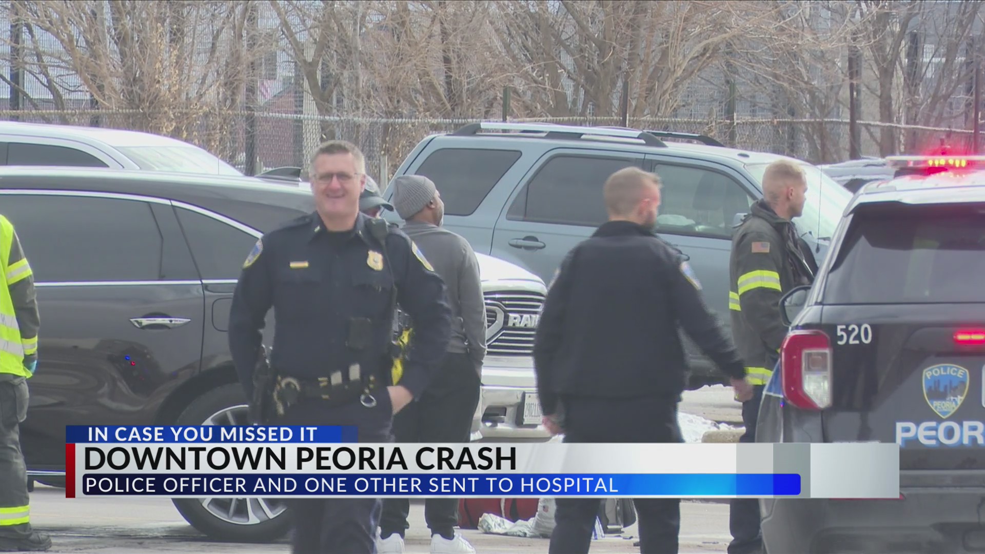 Downtown Peoria streets closed after police squad vehicle crash