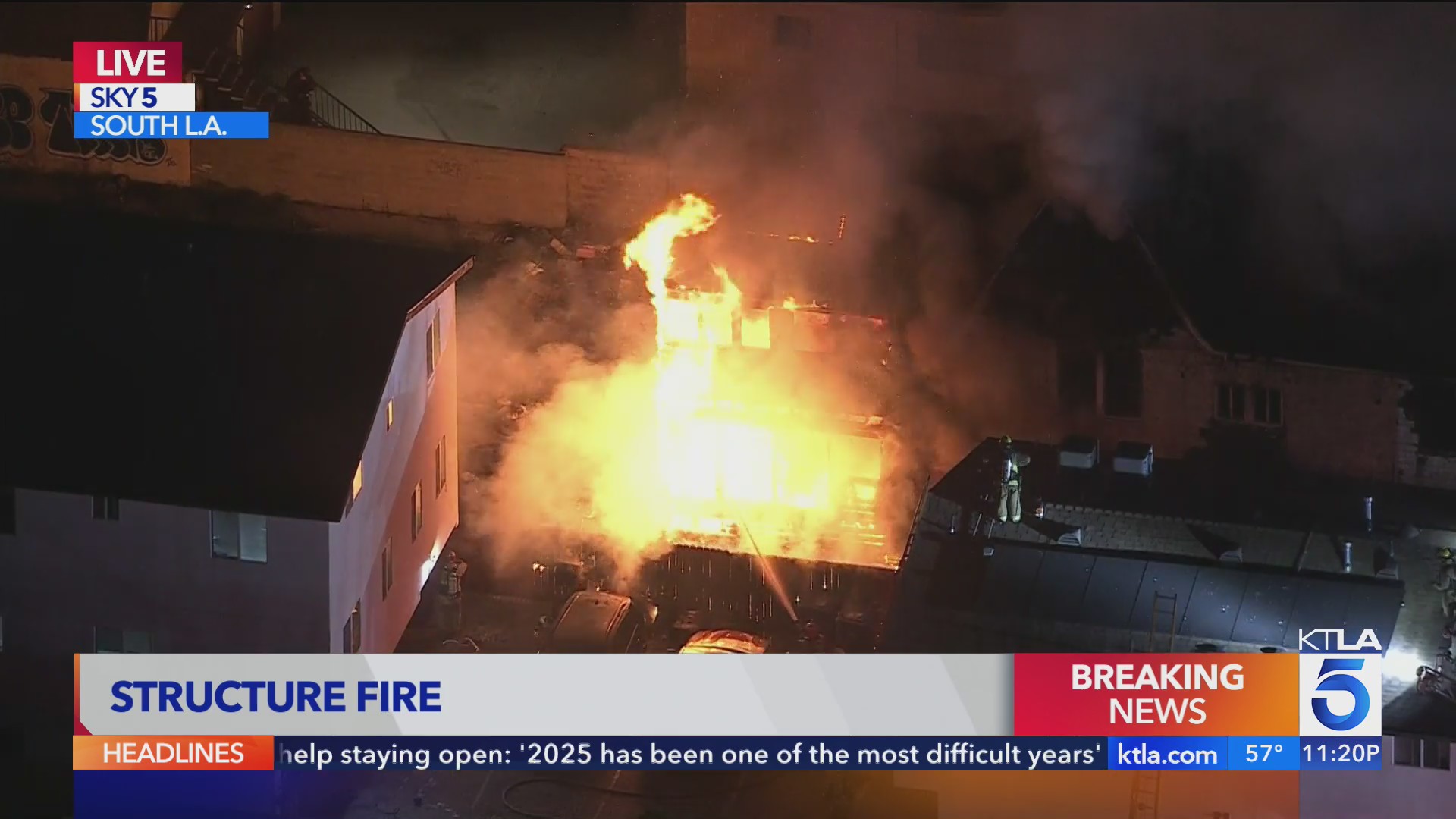 Crews battle structure fire in South L.A. neighborhood – KTLA