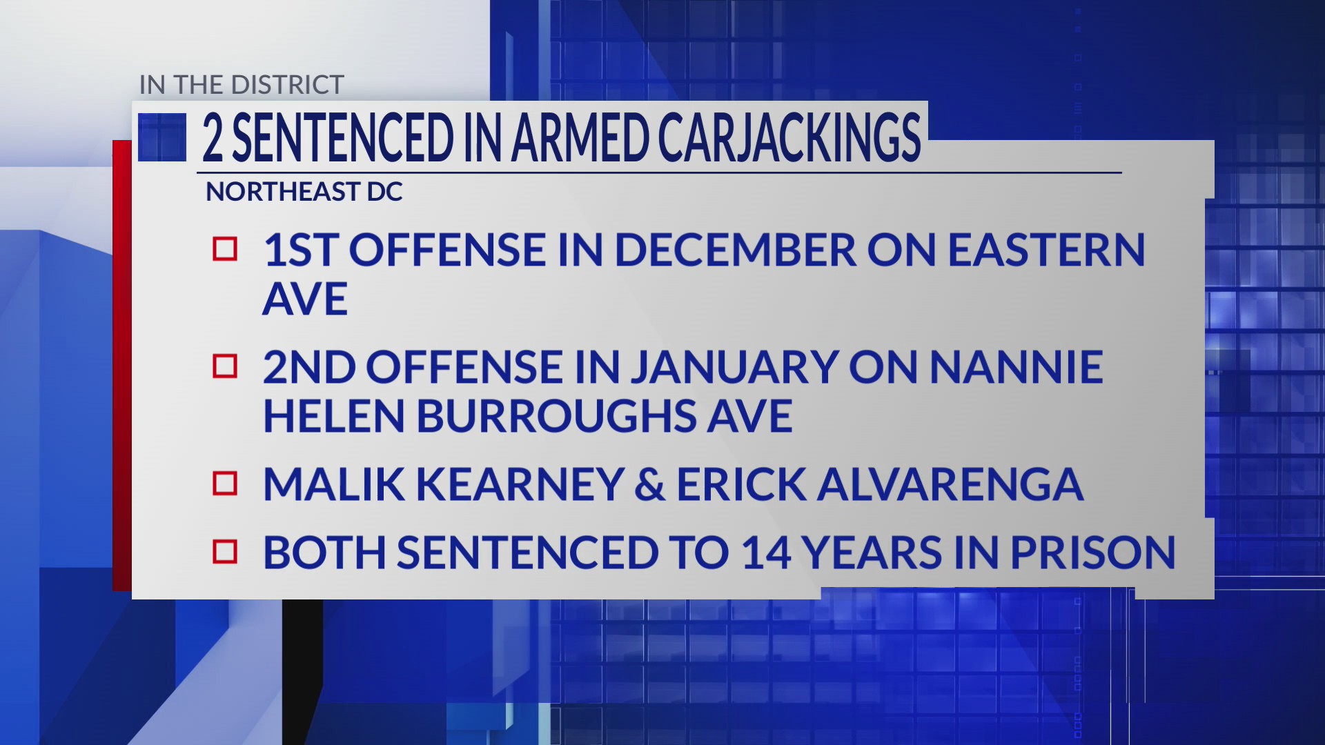 Two sentenced for DC armed carjackings – DC News Now | DC, Virginia ...