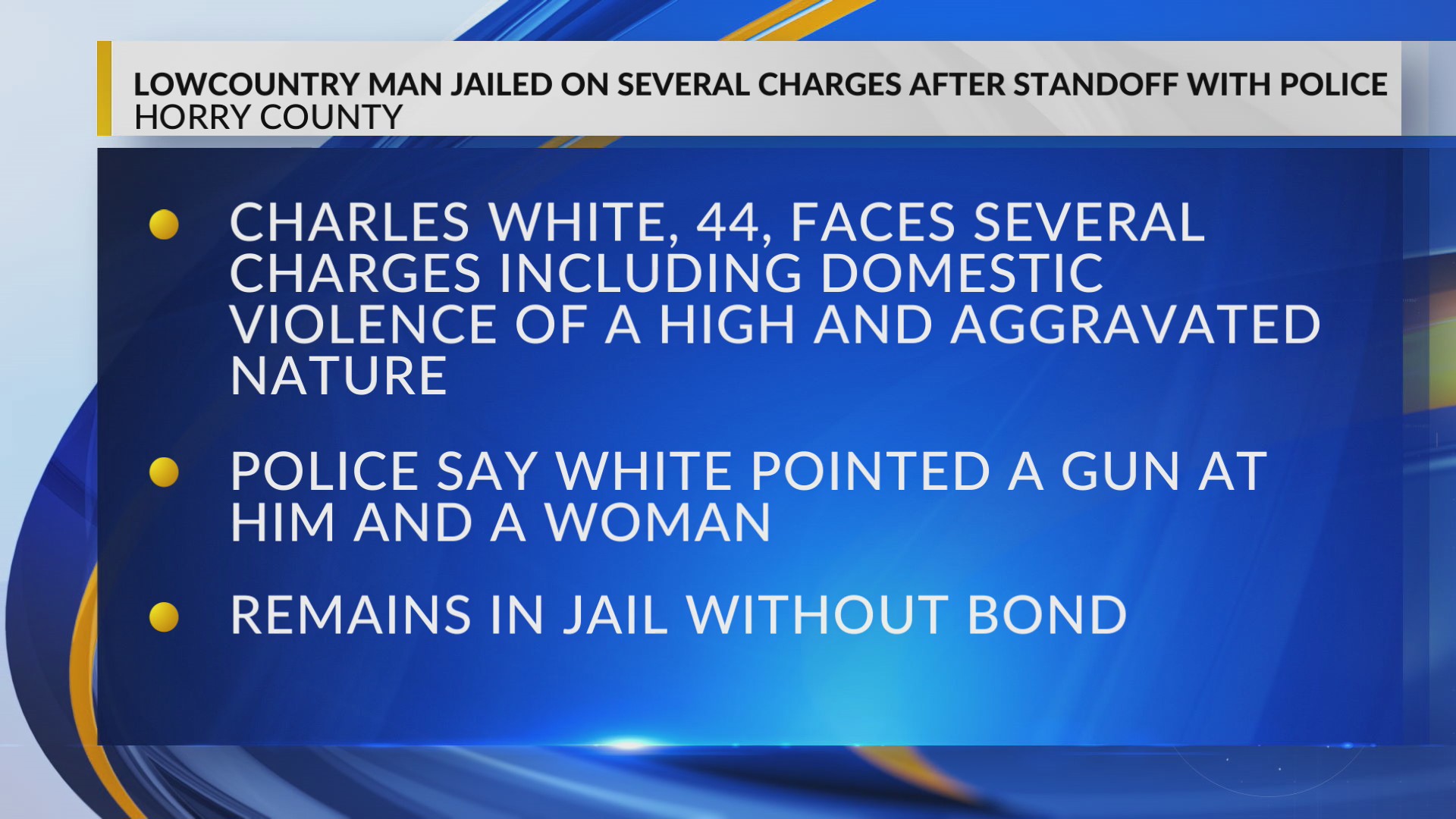 Lowcountry man jailed on several charges after standoff with Horry ...