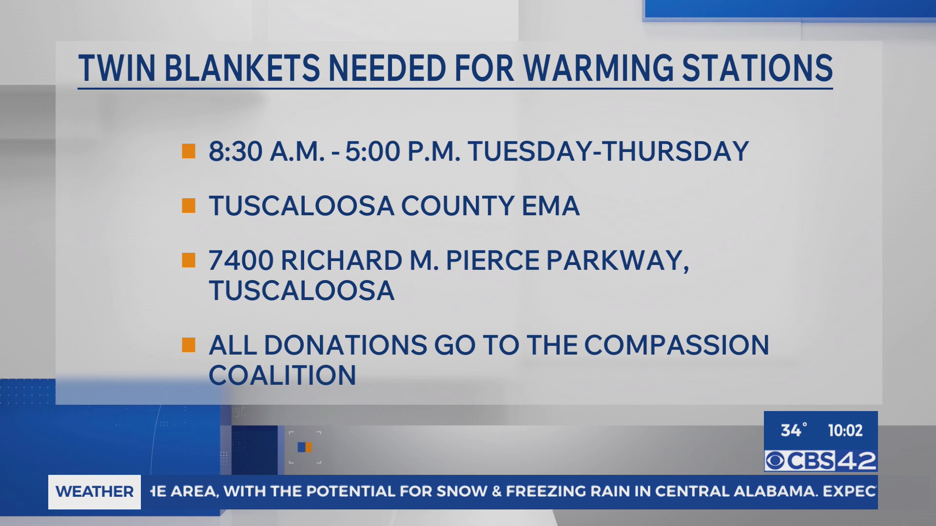 Organization asking for blankets to help warming stations