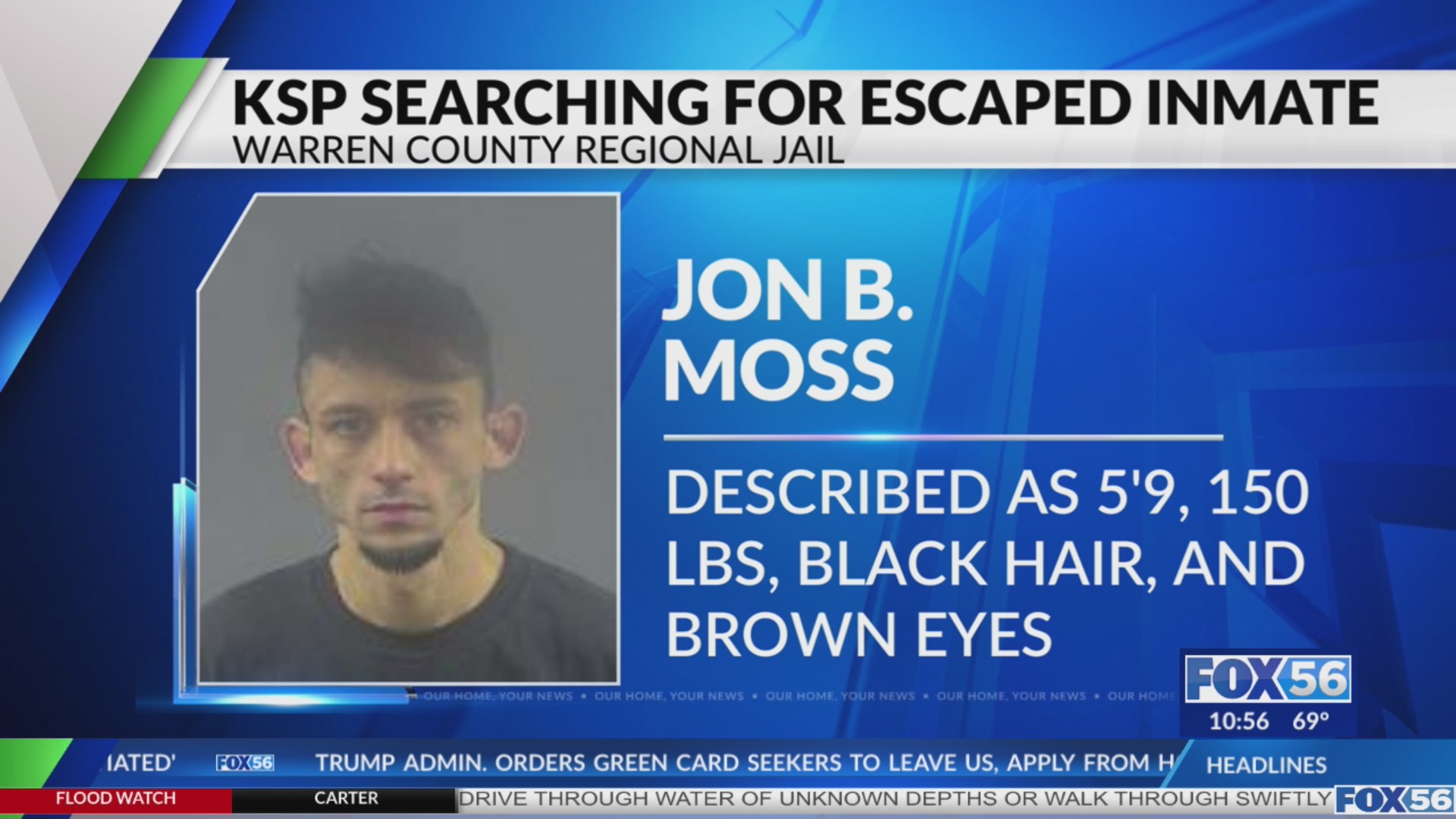 KSP manhunt underway for escaped Warren County inmate – FOX 56 News