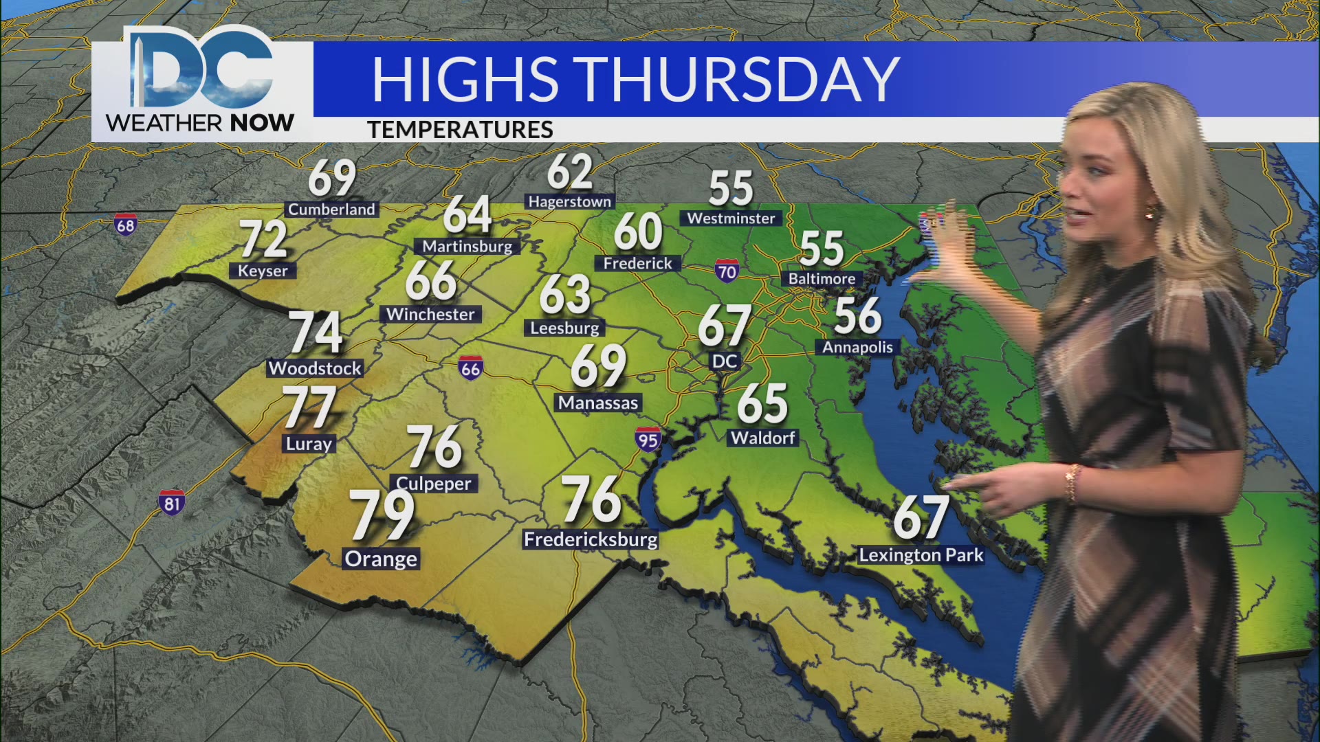Noticeably cooler with more clouds Thursday – DC News Now | DC ...